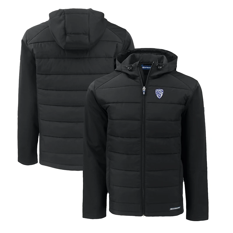 Men's Cutter & Buck  Black Pac-12 Gear Evoke Hybrid Eco Softshell Recycled Full-Zip Hoodie