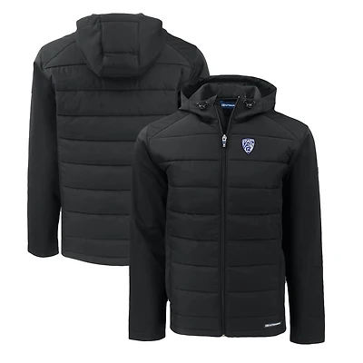 Men's Cutter & Buck  Black Pac-12 Gear Evoke Hybrid Eco Softshell Recycled Full-Zip Hoodie