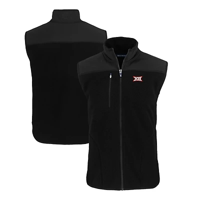 Men's Cutter & Buck  Black Big 12 Gear Helmet Cascade Eco Sherpa Fleece Full-Zip Vest