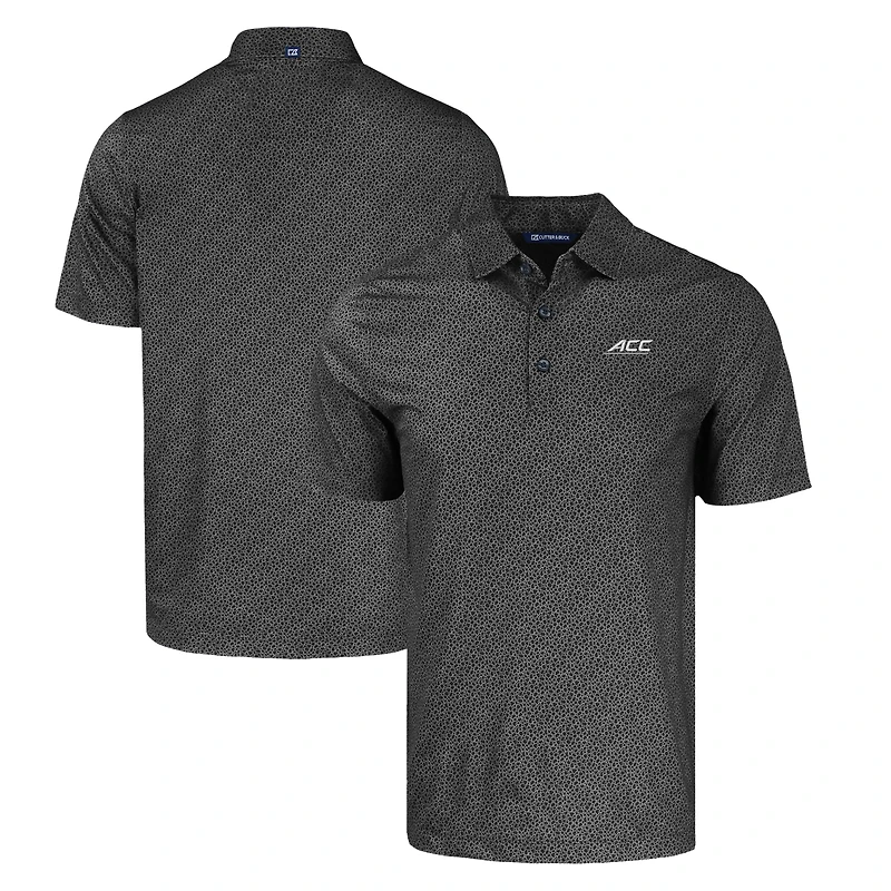 Men's Cutter & Buck  Black ACC Gear Pike Eco Pebble Print Stretch Recycled Polo