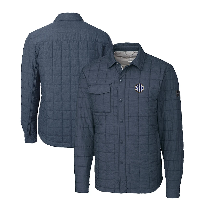 Men's Cutter & Buck  Anthracite SEC Gear Rainier PrimaLoft Eco Insulated Quilted Button-Up Shacket