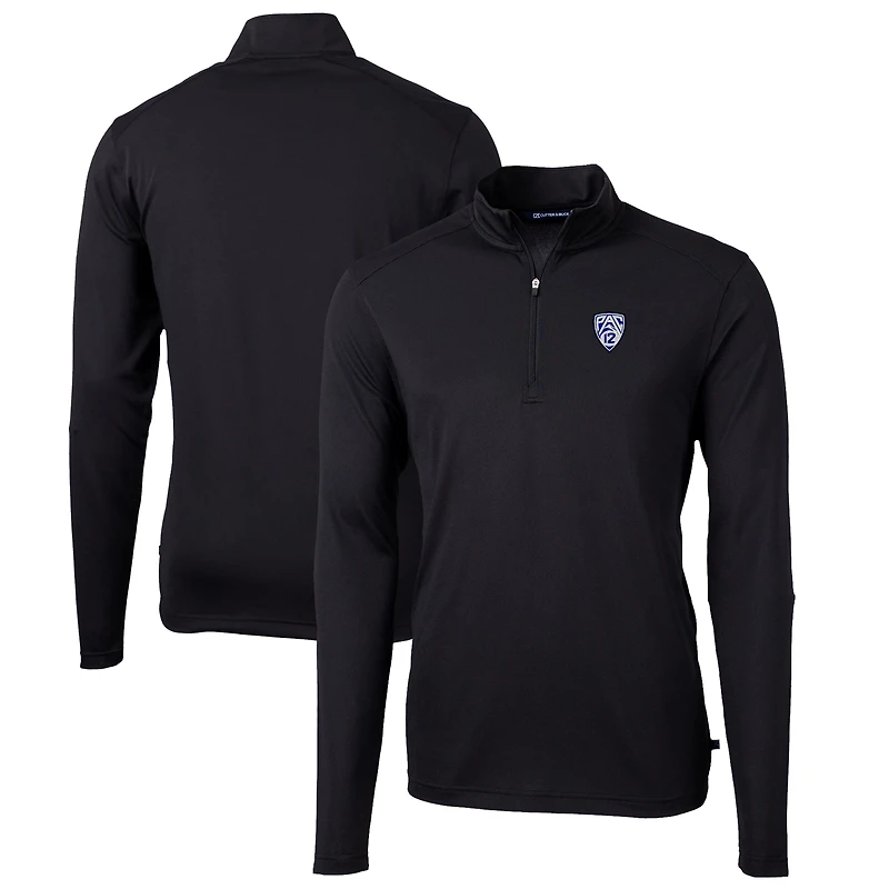 Men's Cutter & Buck  Black Pac-12 Gear Virtue Eco Pique Recycled Quarter-Zip Pullover Top