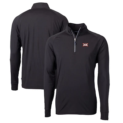 Men's Cutter & Buck  Black Big 12 Gear Adapt Eco Knit Stretch Recycled Half-Zip Pullover Top