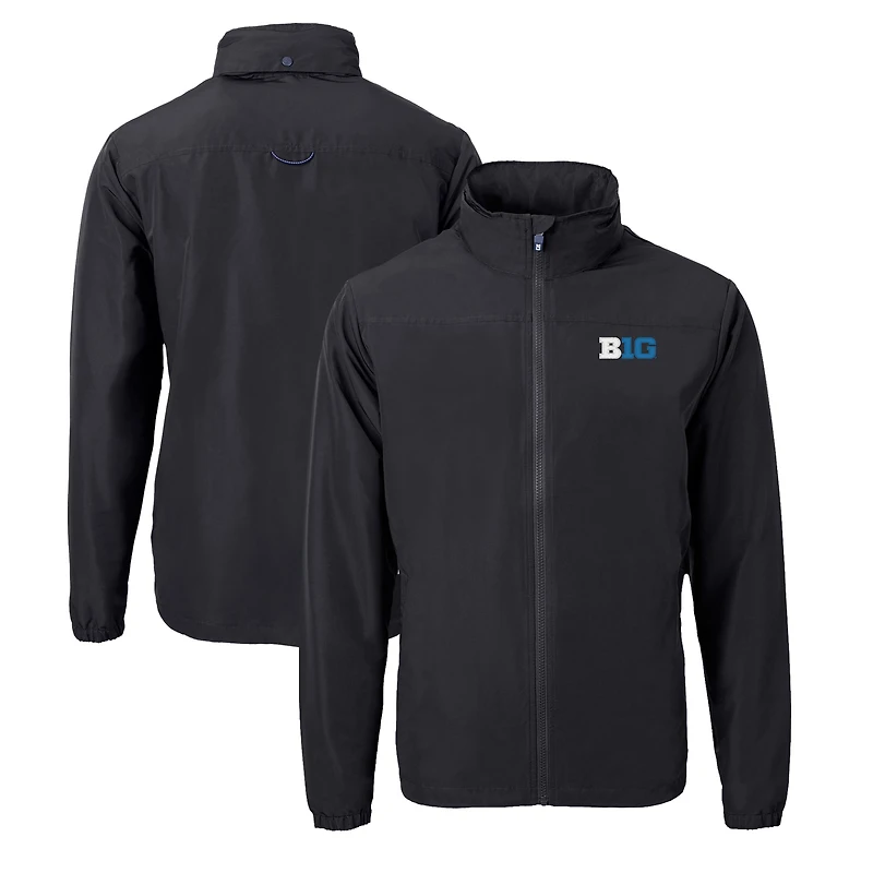 Men's Cutter & Buck  Black Big Ten Gear Charter Eco Recycled Full-Zip Jacket