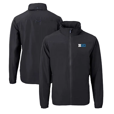 Men's Cutter & Buck  Black Big Ten Gear Charter Eco Recycled Full-Zip Jacket