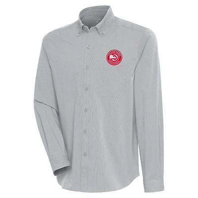 Men's Antigua  Heather Gray Atlanta Hawks Compression Button-Down Shirt