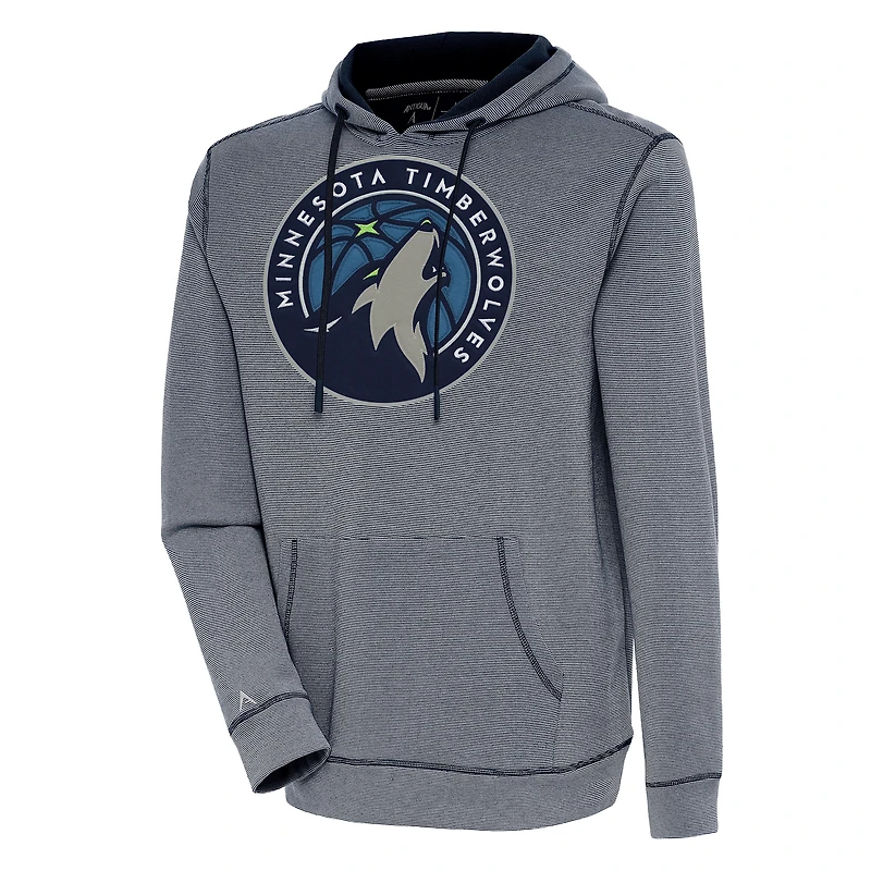 Men's Antigua  Navy Minnesota Timberwolves Axe Bunker Tri-Blend Pullover Hoodie