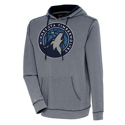 Men's Antigua  Navy Minnesota Timberwolves Axe Bunker Tri-Blend Pullover Hoodie