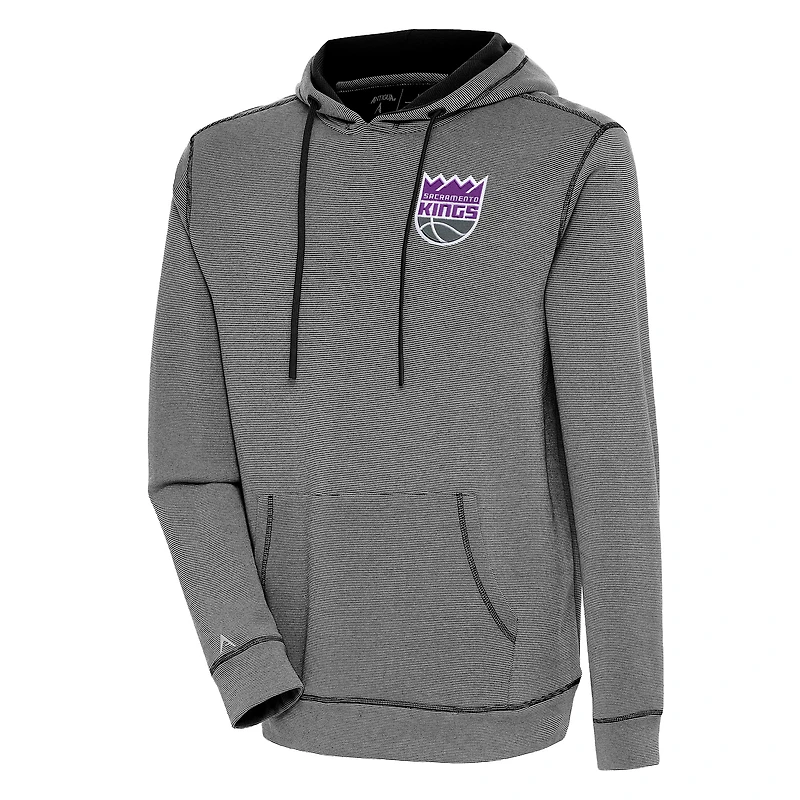 Men's Antigua  Black Sacramento Kings Axe Bunker Tri-Blend Pullover Hoodie