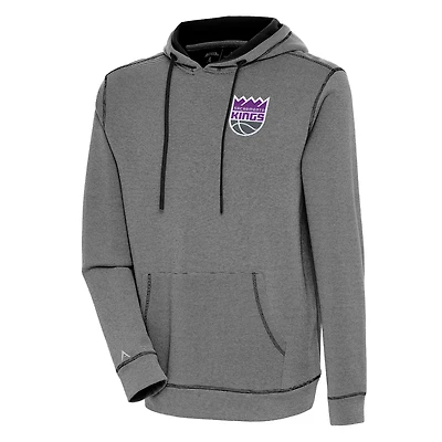 Men's Antigua  Black Sacramento Kings Axe Bunker Tri-Blend Pullover Hoodie