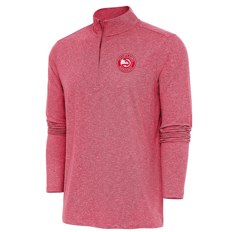 Men's Antigua  Heather Red Atlanta Hawks Hunk Quarter-Zip Pullover Top
