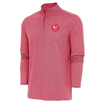 Men's Antigua  Heather Red Atlanta Hawks Hunk Quarter-Zip Pullover Top