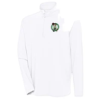 Men's Antigua  White Boston Celtics Hunk Quarter-Zip Pullover Top