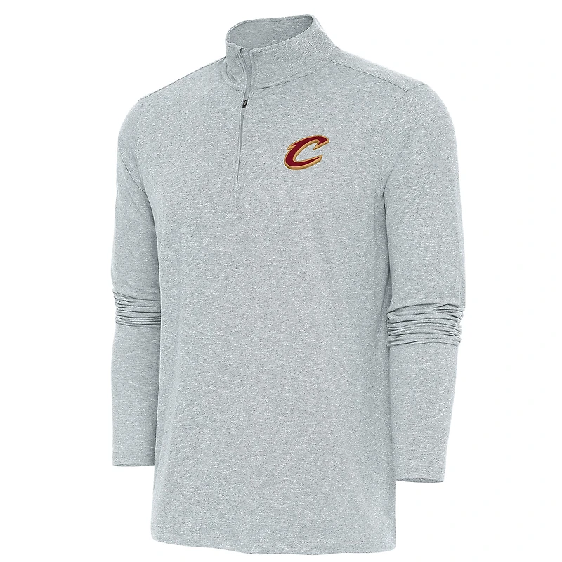 Men's Antigua  Heather Gray Cleveland Cavaliers Hunk Quarter-Zip Pullover Top