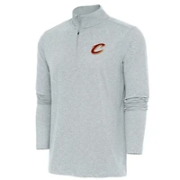 Men's Antigua  Heather Gray Cleveland Cavaliers Hunk Quarter-Zip Pullover Top