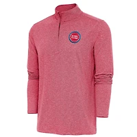 Men's Antigua  Heather Red Detroit Pistons Hunk Quarter-Zip Pullover Top