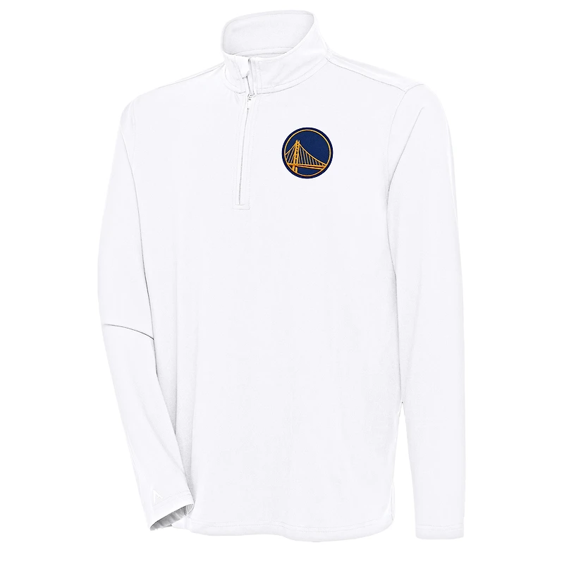Men's Antigua White Golden State Warriors Hunk Quarter-Zip Pullover Top