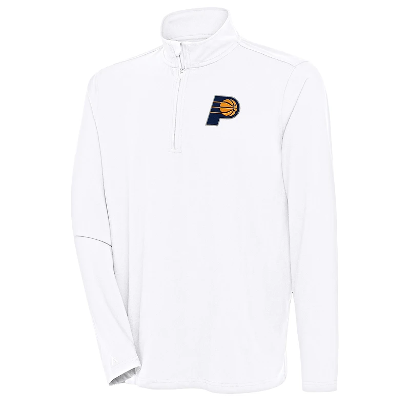 Men's Antigua White Indiana Pacers Hunk Quarter-Zip Pullover Top