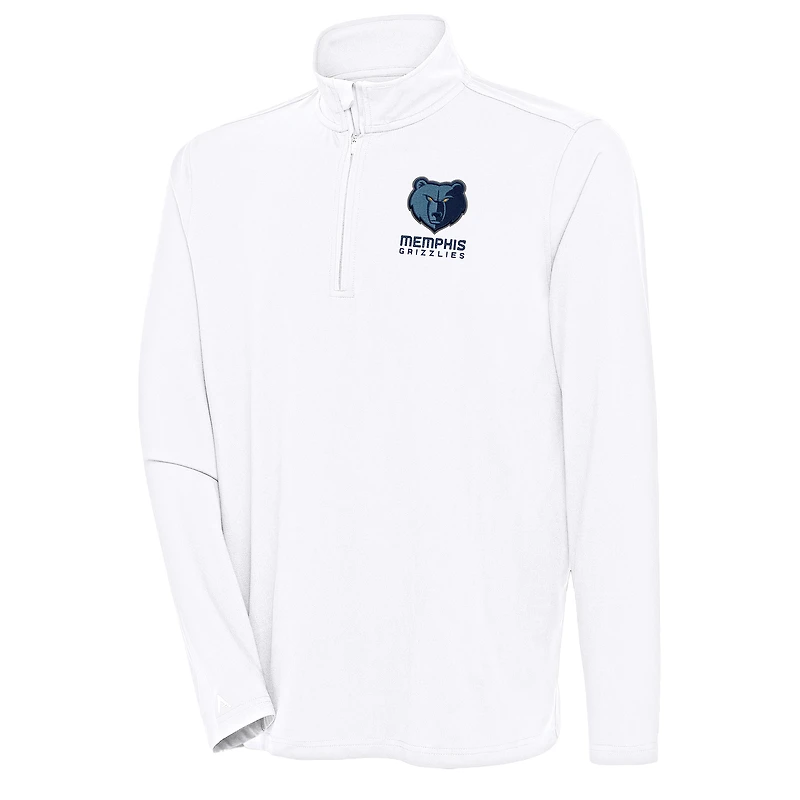 Men's Antigua  White Memphis Grizzlies Hunk Quarter-Zip Pullover Top