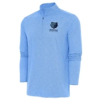 Men's Antigua  Heather Powder Blue Memphis Grizzlies Hunk Quarter-Zip Pullover Top