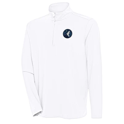 Men's Antigua  White Minnesota Timberwolves Hunk Quarter-Zip Pullover Top