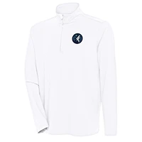Men's Antigua  White Minnesota Timberwolves Hunk Quarter-Zip Pullover Top