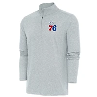 Men's Antigua  Heather Gray Philadelphia 76ers Hunk Quarter-Zip Pullover Top