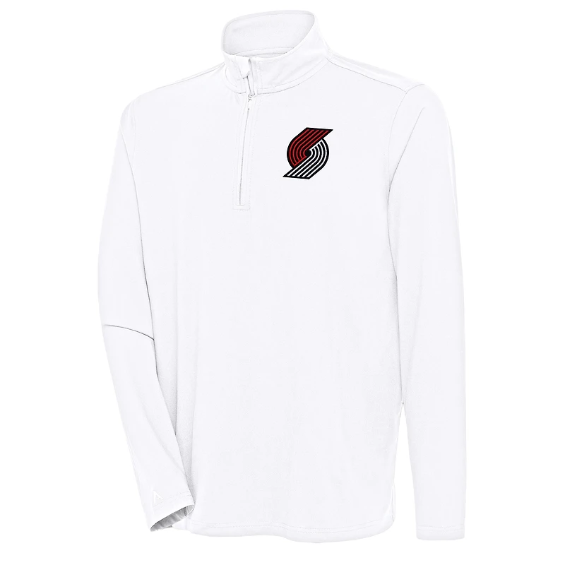 Men's Antigua White Portland Trail Blazers Hunk Quarter-Zip Pullover Top