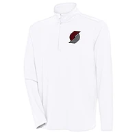 Men's Antigua  White Portland Trail Blazers Hunk Quarter-Zip Pullover Top