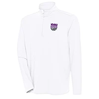 Men's Antigua  White Sacramento Kings Hunk Quarter-Zip Pullover Top