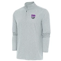 Men's Antigua  Heather Gray Sacramento Kings Hunk Quarter-Zip Pullover Top