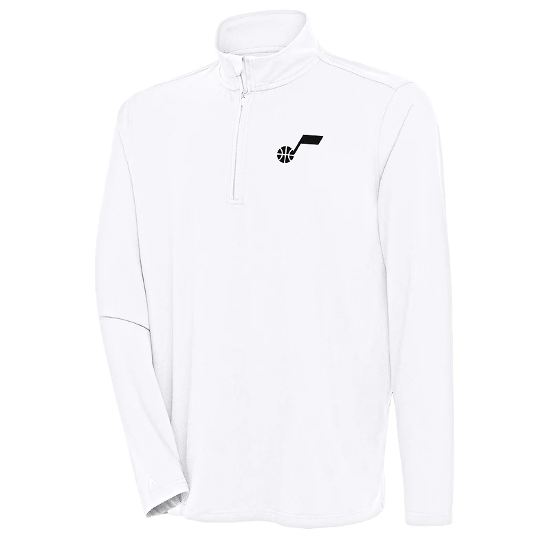 Men's Antigua White Utah Jazz Hunk Quarter-Zip Pullover Top
