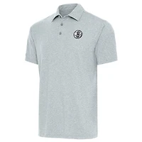 Men's Antigua  Heather Gray Brooklyn Nets Par Polo