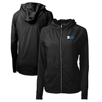 Women's Cutter & Buck  Black Big Ten Gear Adapt Eco Knit Hybrid Recycled Full-Zip Jacket