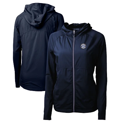 Women's Cutter & Buck  Navy SEC Gear Adapt Eco Knit Hybrid Recycled Full-Zip Jacket