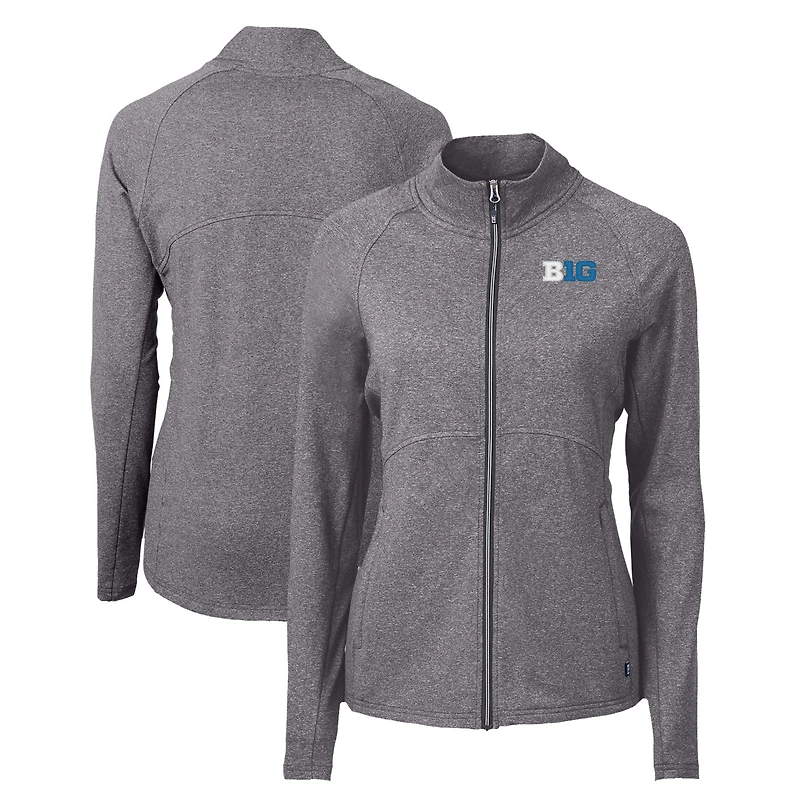 Women's Cutter & Buck Heather Black Big Ten Gear Adapt Eco Knit Heather Recycled Full-Zip Jacket