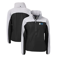 Women's Cutter & Buck  Black Big Ten Gear Charter Eco Recycled Anorak Half-Zip Jacket