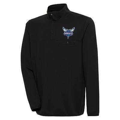 Men's Antigua  Black Charlotte Hornets Steamer Quarter-Snap Pullover Top