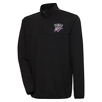 Men's Antigua  Black Oklahoma City Thunder Steamer Quarter-Snap Pullover Top