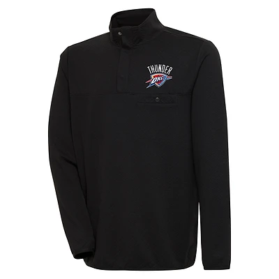 Men's Antigua  Black Oklahoma City Thunder Steamer Quarter-Snap Pullover Top