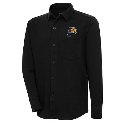 Men's Antigua  Black Indiana Pacers Steamer Button-Up Shacket