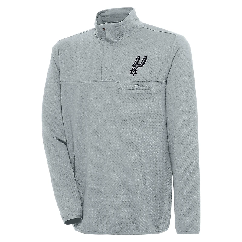 Men's Antigua  Gray San Antonio Spurs Steamer Quarter-Snap Pullover Top