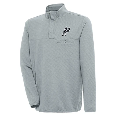 Men's Antigua  Gray San Antonio Spurs Steamer Quarter-Snap Pullover Top