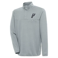 Men's Antigua  Gray San Antonio Spurs Steamer Quarter-Snap Pullover Top