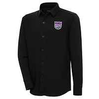 Men's Antigua  Black Sacramento Kings Steamer Button-Up Shacket