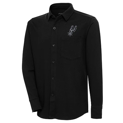 Men's Antigua  Black San Antonio Spurs Steamer Button-Up Shacket