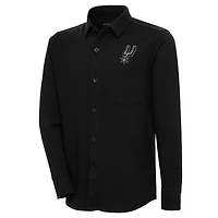 Men's Antigua  Black San Antonio Spurs Steamer Button-Up Shacket