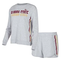 Women's Concepts Sport Gray Florida State Seminoles Cedar Tri-Blend Long Sleeve Top & Shorts Sleep Set