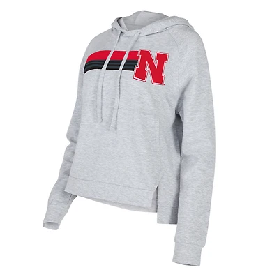 Women's Concepts Sport Gray Nebraska Huskers Cedar Tri-Blend Raglan Pullover Hoodie