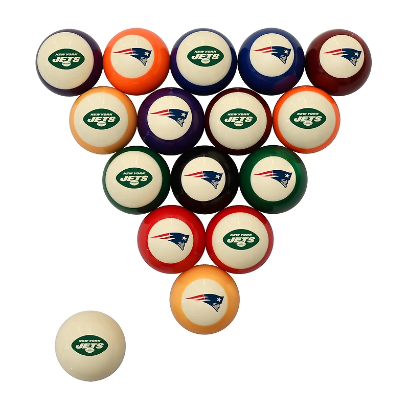 Imperial New York Jets vs. New England Patriots Rivalry Retro Billiard Ball Set